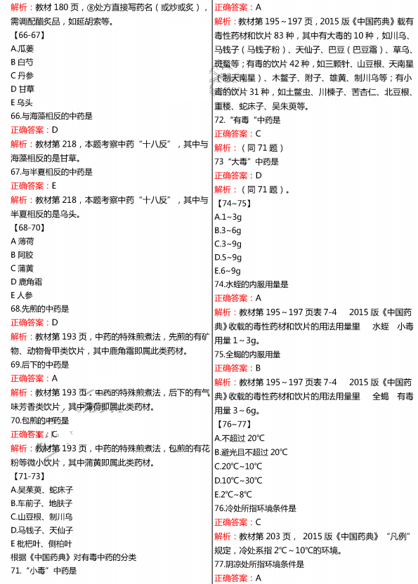 2015年执业药师《中药学综合知识与技能》真题及答案(图片版)