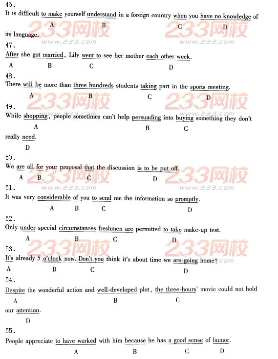 2015年学位英语考试冲刺试题及答案（第六套）