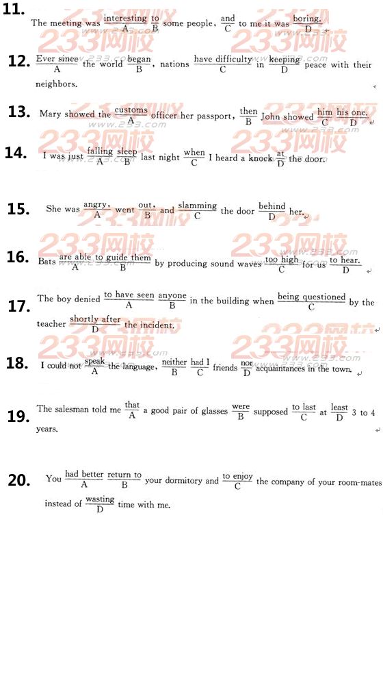 2016年天津学位英语考试深度押密及答案二